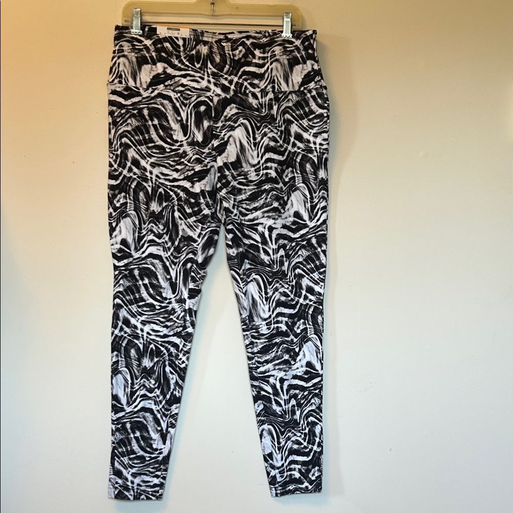 Terra & Sky black & white print high rise fitted leggings size 0X (14W) NWT